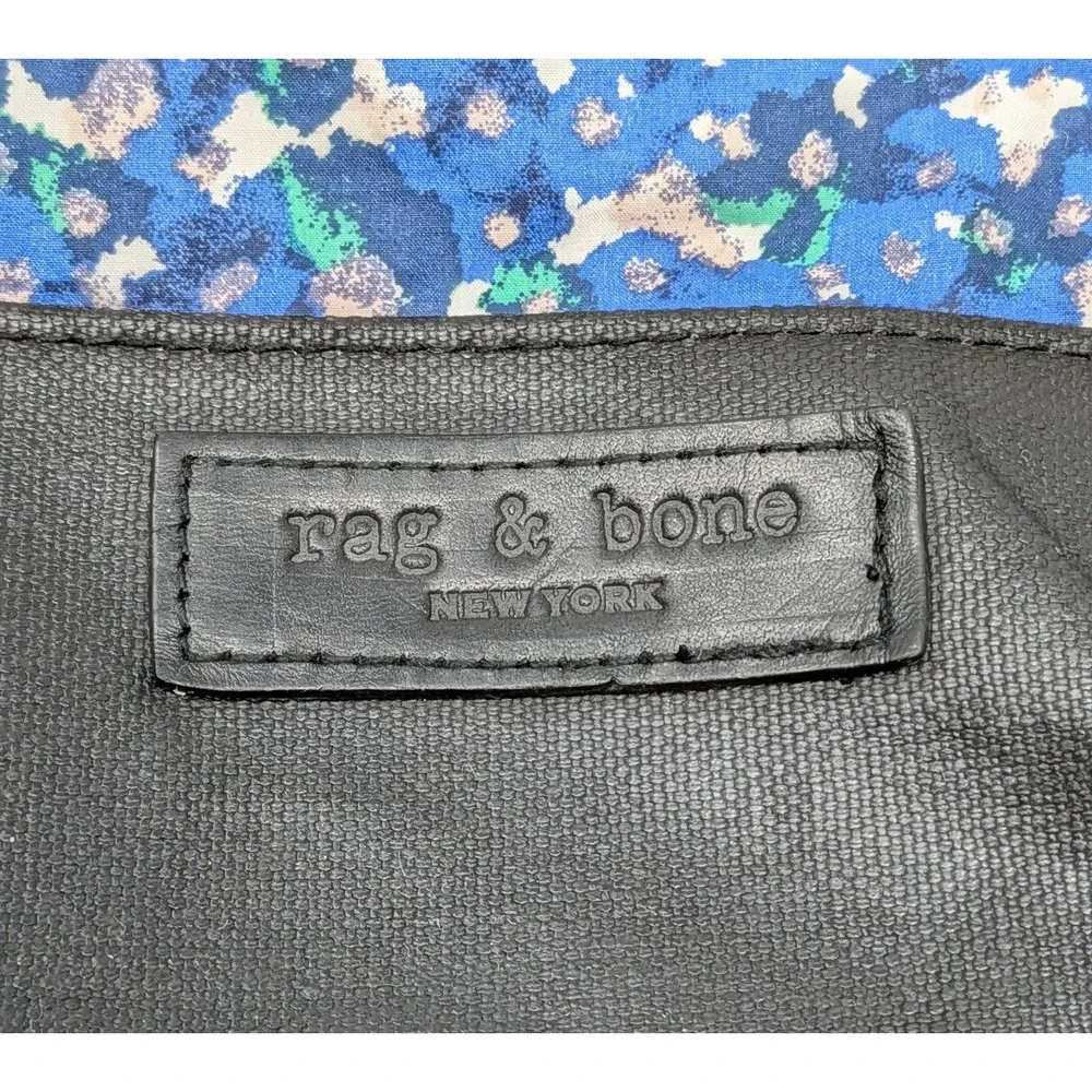 Rag & Bone New York Tote Bag Blue Floral Fabric Lightweight Bag